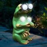 Solar Frog Statues, Waterproof LED Frog Garden Ornaments, Solar Animal Statue Garden, Frogs Figurine with Glowing Telescope for Gardens, Patio, Balcony, Yard, Birthday Gifts