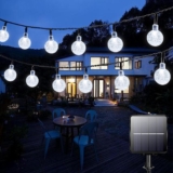Solar Garden Lights Outdoor, 50 LED 7M/24Ft Solar String Lights Waterproof 8 Modes Indoor/Outdoor Fairy Lights for Garden, Patio, Yard, Home, Party, Wedding, Festival Decoration (Clear White)