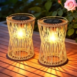 Solar Hanging Lanterns Outdoor, Rattan Solar Lights Outdoor Garden