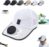 Solar Hat with Fan – Solar Rechargeable Hat with Fan Built in,Rechargeable Baseball Cap with USB 3-Speed, Breathable Lightweight Headwear Hat with Fan for Outdoor Hiking Camping Travel