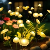 Solar Lights Outdoor Garden Waterproof, Mushroom Solar Firefly Lights, Swaying Outdoor Light for Pathway, Yard, Patio Decoration (4 Pack,Warm White)