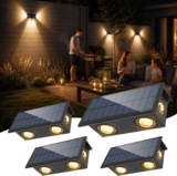 Solar Wall Lights Warm White, Fence Light Garden Ambient Atmosphere 4 Pack