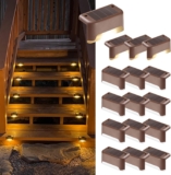 Solpex Solar Deck Lights, 16 Pack Solar Lights for Outdoor, Waterproof for Outdoor Stairs, Step, Fence, Yard, Patio, Pathway(Brown Warm White)