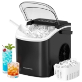 Songmics Ice Maker Countertop, Ice Cube Machine with Self-Cleaning, 12kg, 9 Cubes/6 Mins (Members Only Code) – Black