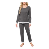 Sopesil Womens Cotton Pajama Set 2-Piece Grey