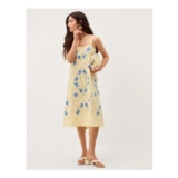 Sophie Embroidered Midi Cami Dress Yellow