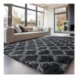 Sour Lemon Grey Shaggy Rug 200x300cm for Living Room Bedroom