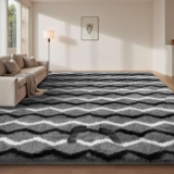 Sour Lemon Rugs Living Room 120x160cm, Dark Grey and Black White Striped – Sold by Denyu Dong / FBA