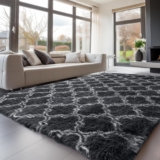 Sour Lemon Rugs Living Room 240x300cm, Grey Area Rugs for Bedroom, Washable Anti Slip Extra Large Shaggy Soft Rug Fluffy Modern Floor Carpets Mat Beside Carpet for Kids Living Room