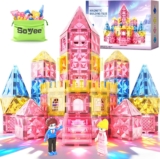 Soyee Diamond Magnetic Tiles Magnet Building Blocks – Princess Castle Toys for Girls & Boys Age 3-8 Birthday Present 5 6 7 8 9 10 Year Old Gifts for Kids Classroom
