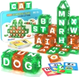 Soyee Magnetic Letter Tiles Learning Set for Kids Ages 3-12 Double-Sided Uppercase & Lowercase, Magnetic Alphabet Letters, Educational Toy, Preschool STEM Learning, Classroom Resources