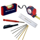 Spear & Jackson DHTS3PS 3-Piece Mark & Measure Set – Deep Hole Pencil, 100mm (4) Pocket Spirit Level, 5m (16ft) Tape Measure Prime