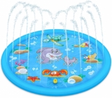 Splash Pad for Kids, Dog Paddling Pool, Foldable Summer Garden Outdoor Swimming Pools for Boys, Girls, Children, Dogs, Fun Swimming Pool Water Toys, 100cm