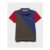 Spliced Cotton Cut-and-Sew Polo Shirt in Green, Blue & Red 7 -8 Year Old