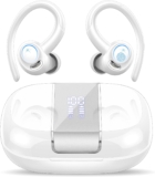 Sport Wireless Earbuds, 48H Bluetooth 5.3 Headphones with Earhooks, ENC Mic Secure Fit Design, Hi-Fi Bass Ear Buds, IPX7 Waterproof Earphones for Running, Gym and Cycling, Workouts, USB-C/Snow White
