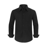 Spring&Gege Boys Long Sleeve Dress Shirt Black 146cm