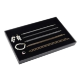 Stackable Velvet Jewelry Organizer Tray in Black 13.7×9.4 In