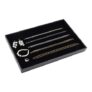 Stackable Velvet Jewelry Organizer Tray in Black 13.7×9.4 In