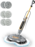 Steam Mop Cleaner with Dual Spin Pads, Self-Propelled for Hard Floors Adjustable Spin Speed, LED Headlights, Large Water Tank, Easy Manoeuvring, Washable Pads, Suitable for Hard Floors