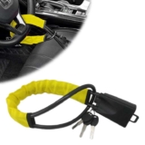 Steering Wheel Lock with 3 Keys, Anti-Theft Lock Dual Protection with Cut-Resistant Cable, Black/Red/Yellow sold by Si-Tu FBA
