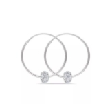 Sterling Silver 25mm Hoops with White Crystal Ball