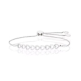 Sterling Silver Chain of Hearts Diamond Bolo Bracelet