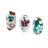 Sterling Silver Core Murano Glass Insect Charm Beads for Bracelet
