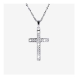 Sterling Silver Cross DiamonFlash Necklace