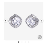 Sterling Silver Halo Cushion Earrings, DiamonFlash