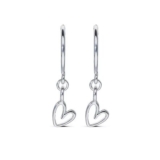 Sterling Silver Heart Charm Hoop Earrings