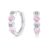 Sterling Silver Hoop Huggie Earrings, Pink Heart Zirconia, Lightweight Hypoallergenic