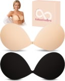 Sticky Bra, Stick On Bra Push Up Invisible Strapless Bras for Women, Reusable Backless Bra Silicone Adhesive Bra with Nipple Covers for Evening, Wedding and Backless Dresses