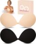 Sticky Bra, Stick On Bra Push Up Invisible Strapless Bras for Women, Reusable Backless Bra Silicone Adhesive Bra with Nipple Covers for Evening, Wedding and Backless Dresses