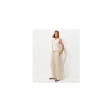 Stone Linen Look Wide Leg Drawstring Trousers