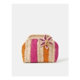 Stripe Raffia Clutch Bag