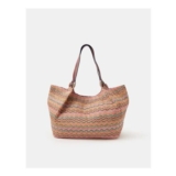 Stripe Raffia Tote Bag