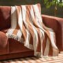 Stripe Sofa Throw 140 x 200cm – Burnt Orange w/Code