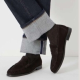 Suede Almond Toe Loafers Dark Brown