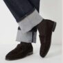Suede Almond Toe Loafers Dark Brown
