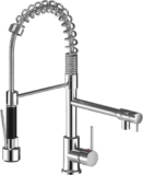 Suguword Commercial Kitchen Sink Mixer Tap with Two Spouts, Single Handle Pull Out Sprayer, 360 Degree Rotation High Arc Tap, Metal Brass Construction for Easy DIY Installation