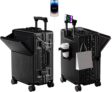 Suitcase Carry-on Luggage Spring-Summer Travel Airline Approved with TSA Lock 360 Wheel PC Hard Shell and Aluminum Frame Pressure-Resistant (Black, 24)