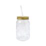 Sunflower Glass Drinking Jar with a Straw