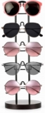 Sunglasses Organizer 5 Pairs Glasses Holder 34cm High Wooden Eyeglass Organizer, Multi-Tier Rack for Desk, Countertop, Store, Home Décor, with 12cm Wide Base (1.5cm Thick) (Black)
