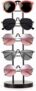 Sunglasses Organizer 5 Pairs Glasses Holder 34cm High Wooden Eyeglass Organizer, Multi-Tier Rack for Desk, Countertop, Store, Home Décor, with 12cm Wide Base (1.5cm Thick) (Black)