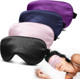 Super Soft Silk Sleep Mask, 100% Blackout for Sleeping (4 Packs)