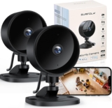 Surfola 1080P Indoor Security Camera, Mini Pet Camera with Motion/Sound Detection, 2.4GHz WiFi CCTV Camera, Night Vision, 2-Way Audio, SD Card & Optional Cloud, APP Control