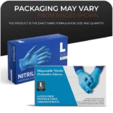 Surgicals Powder Free Nitrile Gloves, Food Grade, Hand Disposable Gloves – 100 Count – Blue (Large)