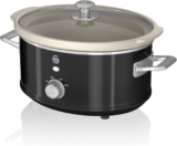 Swan Retro 3.5 Litre Slow Cooker, 3 Temperature Settings, Keep Warm Function, Removable Ceramic Inner Pot, 200W, Black, SF17021BN