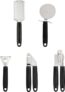 Swan Stealth 5-Piece Stainless Steel Gadget Set, Pizza Cutter, Y-Peeler, Garlic Press, Can Opener, Grater.