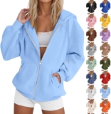 Sweatshirts for Women UK Casual Hooded Jackets with Pockets Oversized Zip Up Hoodies S-3XL